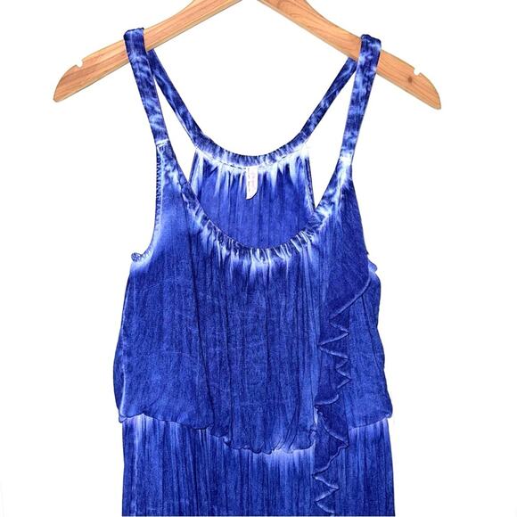Free People Aphrodite Blue Tie Dye Asymmetric Hem Dress Size Medium - Picture 4 of 13